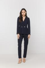 Eleganckie granatowe spodnie w kant ze zwężaną nogawką