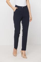 Eleganckie granatowe spodnie w kant ze zwężaną nogawką