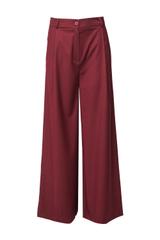 Eleganckie szerokie spodnie z bordowej tkaniny kostiumowej