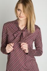 Dzianinowa bluzka z wiązaniem pod szyją i długimi rękawami