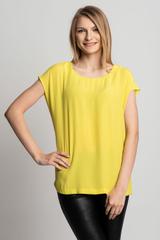 Limonkowa bluzka z łezką z tyłu i zapięciem na guzik