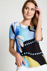 Pudełkowa bluzka we wzory z krótkim rękawem