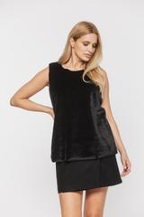 Futerkowa czarna bluzka bez rękawa