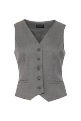Garniturowa szara kamizelka z guzikami i podszewką