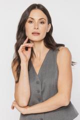 Garniturowa szara kamizelka z guzikami i podszewką