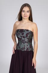 Gorset z eleganckiego kwiatowego żakardu zapinany na guziki