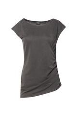 Grafitowa bluzka z miękkiej dzianiny z ozdobnym marszczeniem