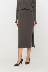 Grafitowa dopasowana spódnica za kolano