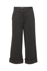 Grafitowe spodnie o długości midi z mankietem