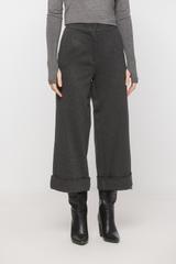 Grafitowe spodnie o długości midi z mankietem