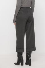 Grafitowe spodnie o długości midi z mankietem