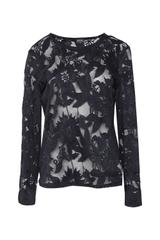 Granatowa bluzka z elastycznej koronki o kobiecym kroju