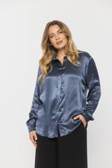 Granatowa koszula damska z wiskozowej satyny