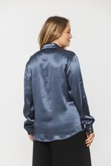 Granatowa koszula damska z wiskozowej satyny