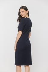 Granatowa sukienka na lato z dzianiny wiskozowej