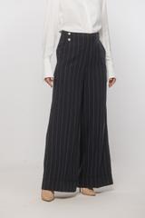 Granatowe lekkie spodnie w delikatne paski