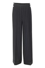 Granatowe lekkie spodnie w delikatne paski