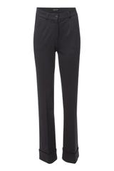 Granatowe spodnie dzwony z mankietem i kieszeniami