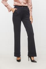 Granatowe spodnie dzwony z mankietem i kieszeniami