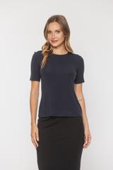 Granatowy klasyczny t-shirt z domieszką wełny