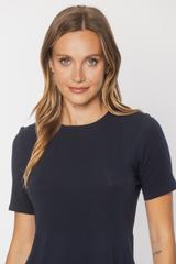 Granatowy klasyczny t-shirt z domieszką wełny