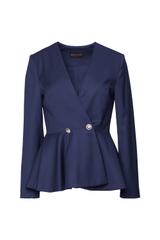 Granatowy kobiecy żakiet podkreślający talię