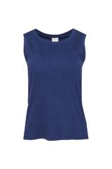 Granatowy prążkowany top z dzianiny bawełnianej