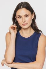 Granatowy prążkowany top z dzianiny bawełnianej