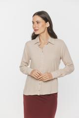 Jasnobeżowa koszula z lekkiej tkaniny wiskozowej
