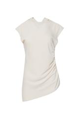 Jasnobeżowa tkaninowa bluzka z bocznym drapowaniem