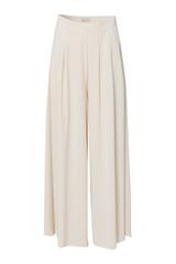 Jasnobeżowe spodnie palazzo z zakładkami