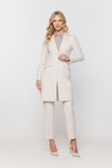 Jasnobeżowe zwężane spodnie w kant z kieszeniami