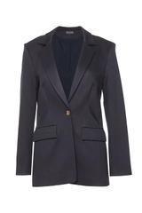 Jednolity granatowy żakiet z patkami i delikatną fakturą