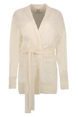 Wełniany kardigan  w kolorze ecru