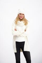 Wełniany kardigan  w kolorze ecru