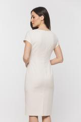 Klasyczna sukienka ecru z krótkim rękawkiem