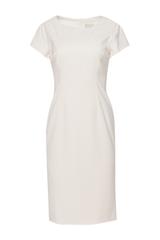 Klasyczna sukienka ecru z krótkim rękawkiem