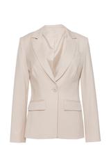 Klasyczny beżowy żakiet z zapięciem na jeden guzik