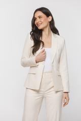 Klasyczny śmietankowy żakiet z zapięciem na jeden guzik