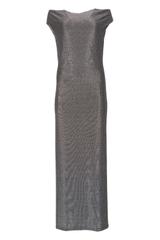 Kobieca sukienka o długości maxi w kolorze srebra