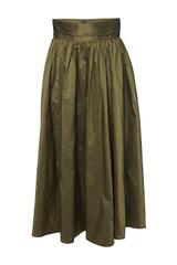 Koktajlowa oliwkowa spódnica z połyskującej tafty
