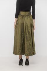 Koktajlowa oliwkowa spódnica z połyskującej tafty