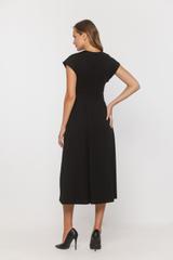 Black knitted midi wrap dress