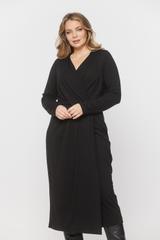 Kopertowa czarna sukienka z dzianiny wiskozowej