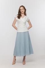 Kopertowa dzianinowa bluzka z marszczeniem