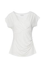 Kopertowa dzianinowa bluzka z marszczeniem