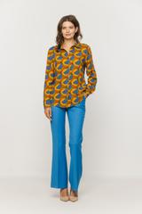 Koszula z tkaniny wiskozowej w kontrastowe wzory