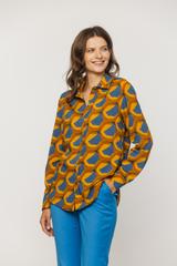 Koszula z tkaniny wiskozowej w kontrastowe wzory