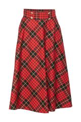 Kraciasta rozkloszowana spódnica ze złotymi guzikami