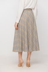 Plaid midi skirt with belt and belt loops